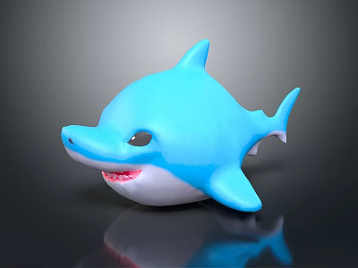 Cute Blue Shark Toy With White Belly And Open Mouth Showing Teeth 3d model