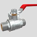 Metallic Water Faucet With Red Handle DN25 16BAR Markings And Ball Valve Design