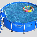 Bestway Steel Pro Blue Round Swimming Pool With Ladder And Inflatable Ring