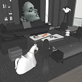 Elegant Modern Sofa And Coffee Table Set With Grey Cushions Floor Lamp And Accent Chairs