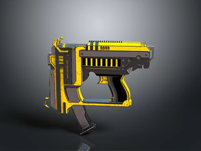 Futuristic Yellow And Black Gun 3D Model With Modern Sci Fi Design Details 3d model