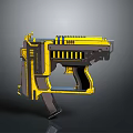 Futuristic Yellow And Black Gun 3D Model With Modern Sci Fi Design Details