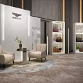 Bentley Interactive Area With Modern Design Display Shelves Armchairs And Coffee Table