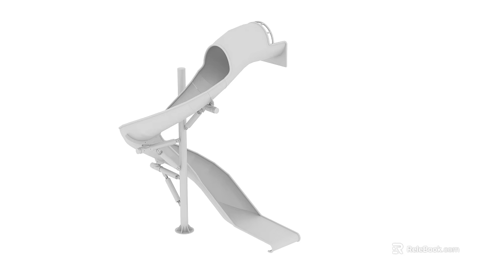 Outdoor Playground Slide Equipment For Kids With Safe Double Lane Structure 3d model 
