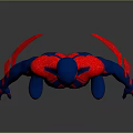 3D Rendered Spider Man Character In Blue Red Costume Standing On Gray Background