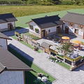 Traditional Rural Self Built House With Courtyard Green Plants And Outdoor Seating