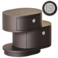 Modern Round Stacked Bedside Table with Drawer White Knob and Wooden Texture 3d model