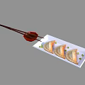 Delicious Dumplings on White Plate with Chopsticks Red Small Dish and Green Garnish