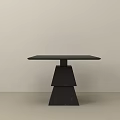 Black Marble Top Modern Side Table With Minimalist Layered Geometric Base 3d model