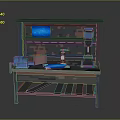 Functional Workbench Setup With Tools Equipment Screen And Parts On Countertop