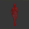 3D Model Of Construction Worker In Safety Helmet And Work Uniform Walking On Gray Background