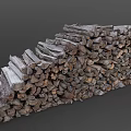 wood forest structure with large pile of firewood 3d model