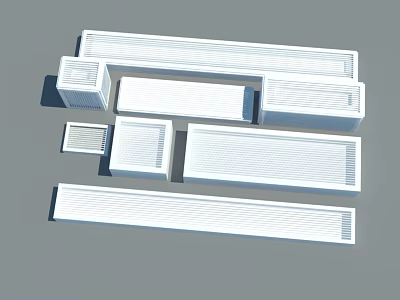 White Rectangular Air Vent Grilles In Various Sizes And Designs 3d model