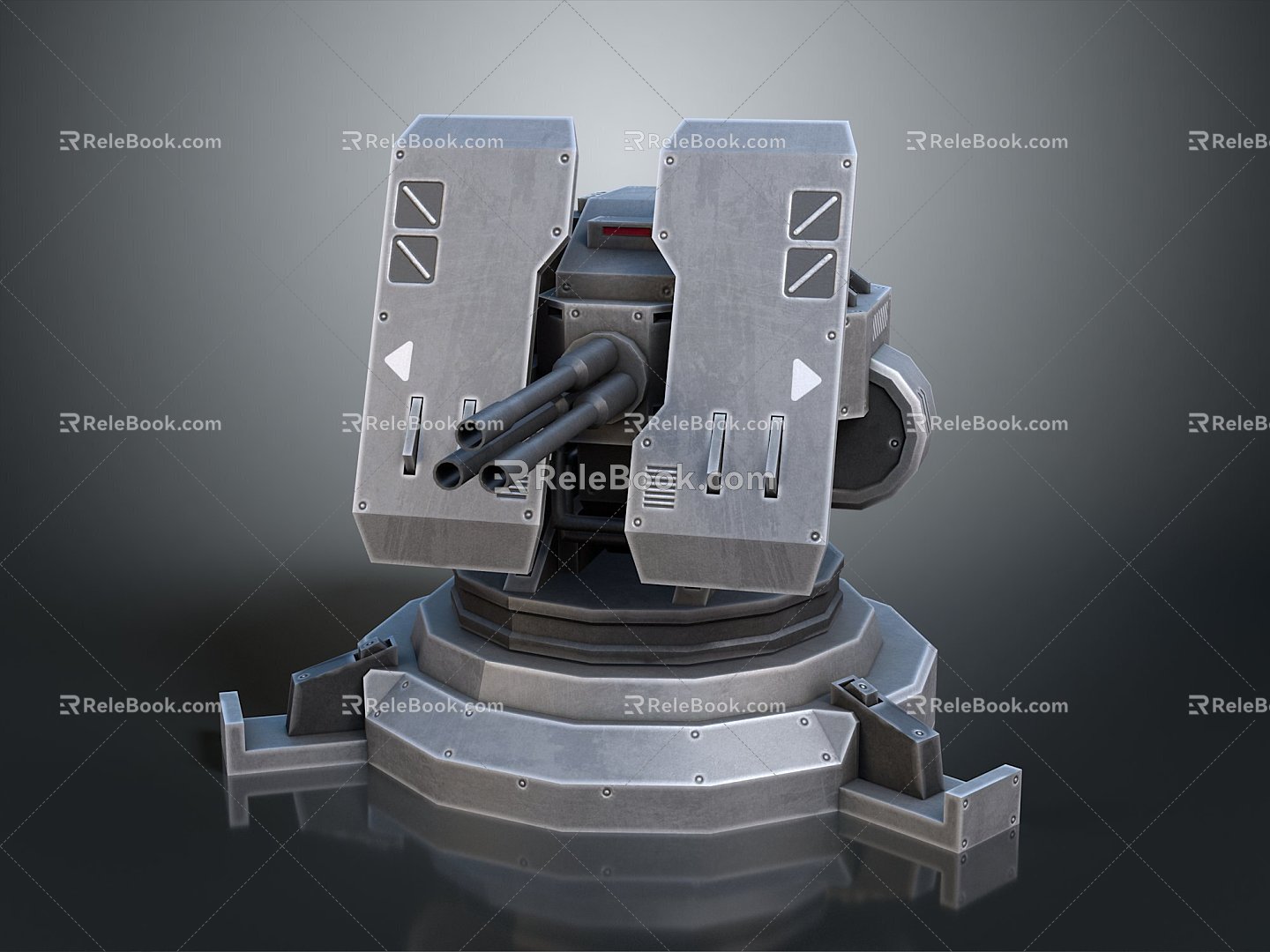 Turret Turntable Railgun Sci-fi Tower Defense Game Tower Defense Sci-fi Turret Game Turret Game Battery 3d model