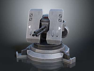 Turret Turntable Railgun Sci-fi Tower Defense Game Tower Defense Sci-fi Turret Game Turret Game Battery 3d model