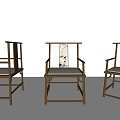 Three Minimalist Leisure Chairs With Wooden Frame Light Colored Seat And White Background