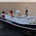 Research Vessel Navigating On The Ocean Surface 3d model