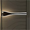 Modern Minimalist Swing Door With Light Beige Curved Lines And Sleek Handle Design