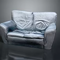 People Enjoying Comfortable Gray Leather Double Seater Sofa With Wrinkled Design