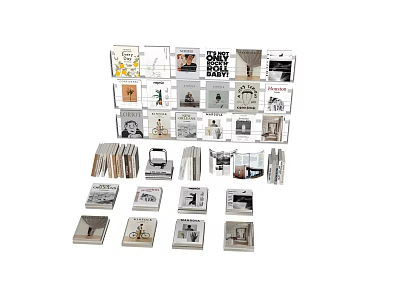 Various Books And Magazines With Different Cover Designs Stacked In 3d model