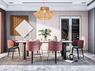 Modern Dining Table Chair Combination Dining Table Chair 3d model