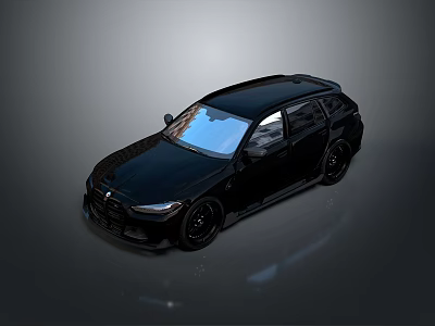 Black Wagon Car With Modern Sleek Design And Glossy Exterior Black Alloy Wheels 3d model