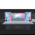 Modern Stage Setup With Large LED Screen And Colorful Lighting Effects 3d model