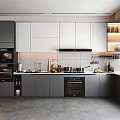 Modern Kitchen Interior Design With Gray White Cabinets Island And Appliances