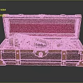 Open Wooden Chest With Red Velvet Lining Brass Hardware And Mechanical Arm