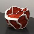 Modern Accent Chair With White Geometric Frame And Red Woven Seat Design