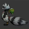 3D Panda Character Model With Decorative Clothing And Vibrant Color Details