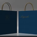 Decorative Ornament Set With Two Blue Tote Bags Beige Handles Logo And Legende Lettering