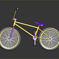 Yellow Bicycle with Purple Handlebars Seat and Silver Wheels Unique Stylish Design