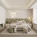 Cozy Kids Room Interior With Dream Big Banner Green Headboard Bed Storage And Rugs