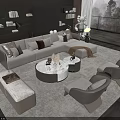 Modern Living Room Sofa And Coffee Table Set With Pillows Rugs And Armchairs
