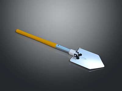 Durable Shovel With Yellow Handle Silver Blade And Black Component Design 3d model