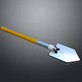Durable Shovel With Yellow Handle Silver Blade And Black Component Design