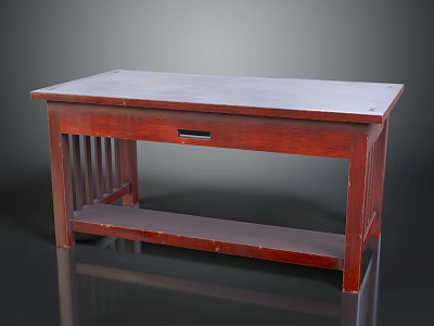 Classic Solid Wooden Table With Smooth Tabletop Single Drawer And Lower Shelf 3d model