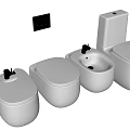 Modern White Toilets With Wall Mounted Flush Button And Different Designs 3d model