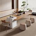 -Ji Feng Big Board Table Tea Table and Chair Combination Tea Table Tea Table Tea Room Tea Table 3d model