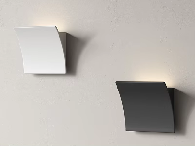 Modern Curved White And Black Wall Lamps For Home Decorative Lighting 3d model