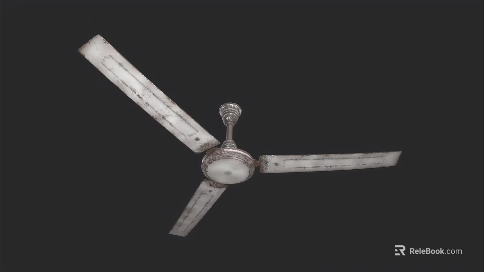 Ceiling Fan With White Blades And Decorative Center For Home Cooling 3d model 
