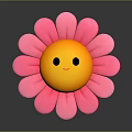 Adorable Cartoon Flower Character With Smiling Face Pink Petals And Yellow Center