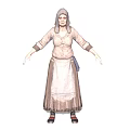 Elderly Woman In Traditional Dress With Apron And Headscarf Standing Arms Outstretched