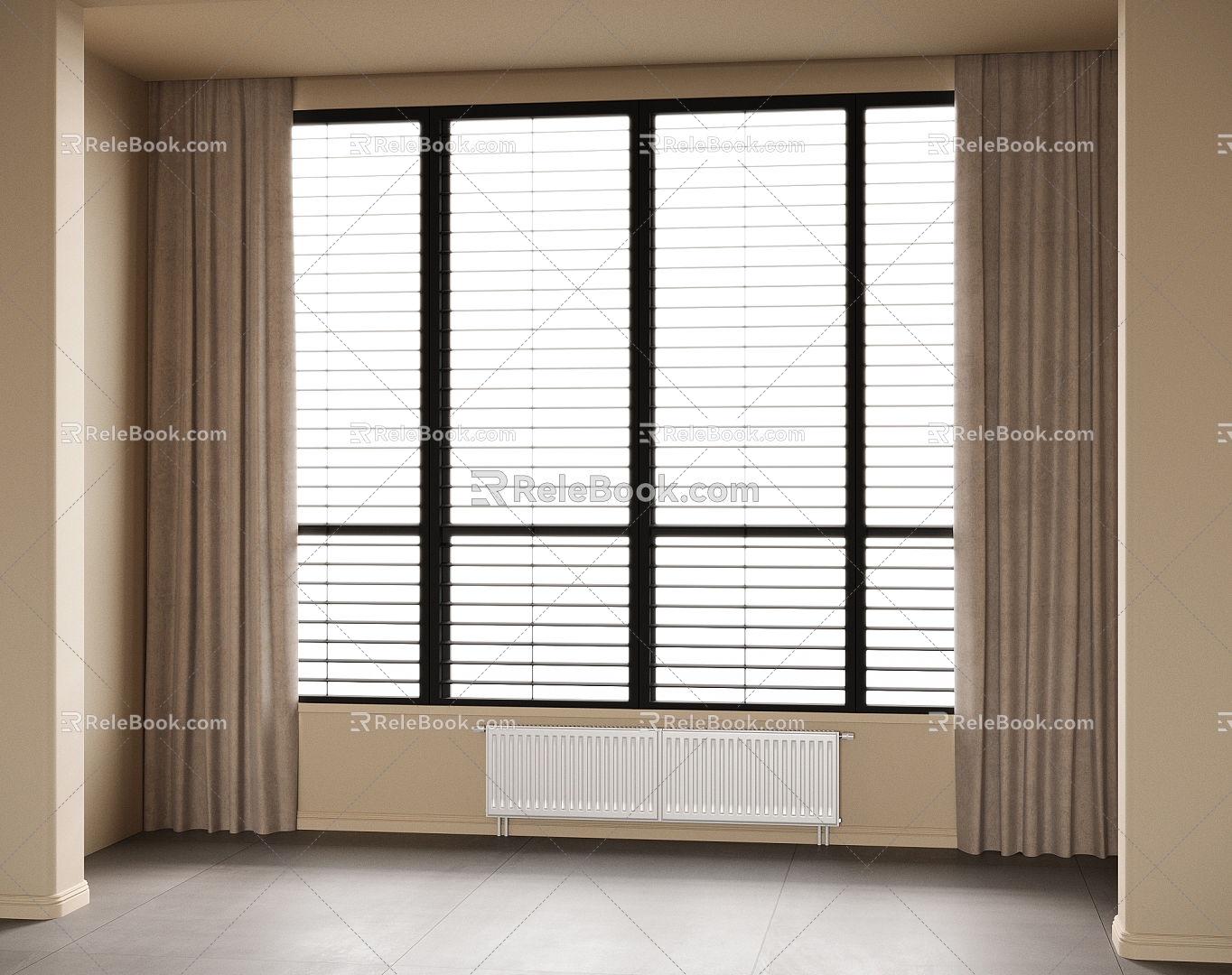 Modern Curtain Window 3d model