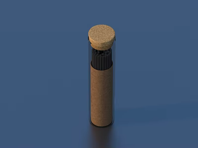 Household Supplies Cylindrical Container With Cork Lid And Black Stationery Items 3d model