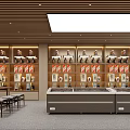 Spacious Retail Showroom Interior With Shelves Displayed Products Central Counter And Ceiling Lights