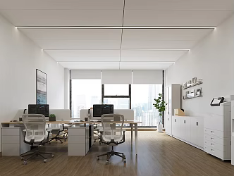 Modern Public Office Desk and Chair Printer 3d model