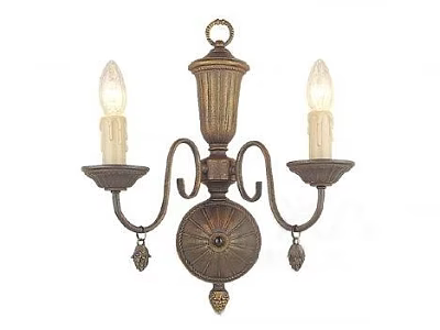 Vintage Bronze Wall Sconce With Double Arm Candle Style Bulbs And Decorative Design 3d model