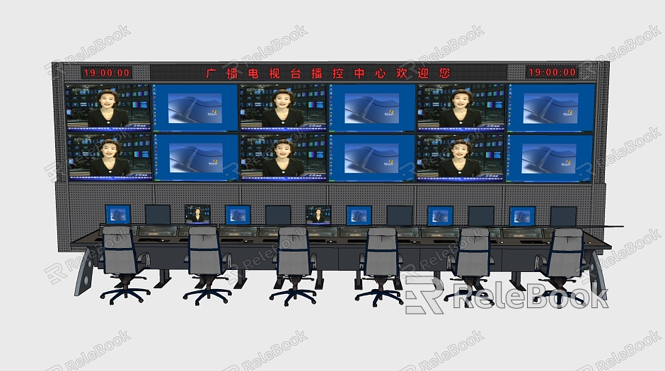 Modern monitoring large screen monitoring center control room model